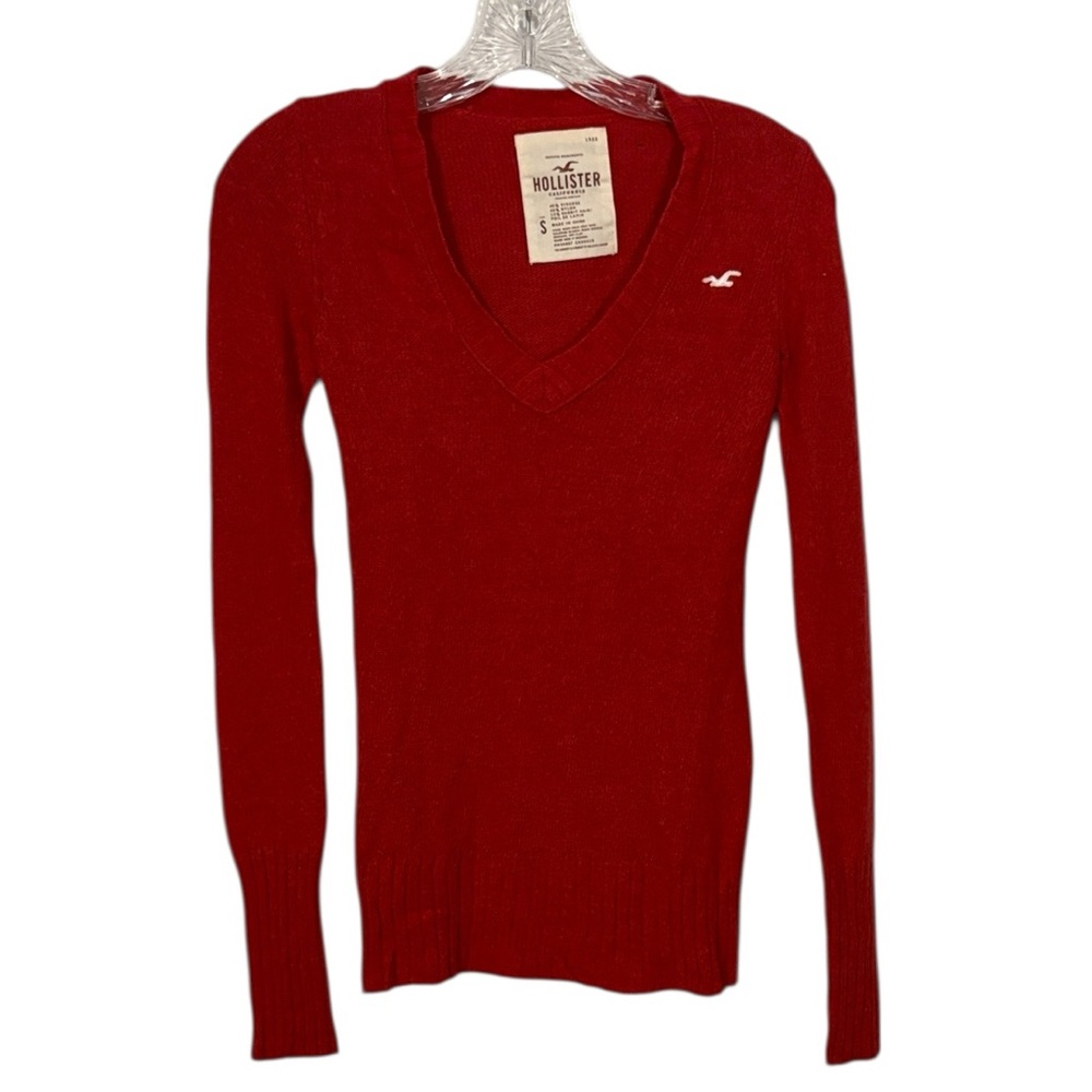 Hollister Vintage Y2K V-Neck Sweater S Bella Swan Elena Gilbert Red Christmas